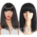 Italian yaki human hair machine made wig no lace with bangs --BB0008