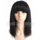 Italian yaki human hair machine made wig no lace with bangs --BB0008