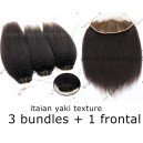 Italian yaki indian remy human hair 3 wefts and 1 lace frontal--IYF0301