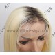 Virgin blonde lace front wig bob hair with dark roots 130% density preplucked hairline BB015