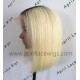Virgin blonde lace front wig bob hair with dark roots 130% density preplucked hairline BB015
