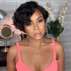 Virgin curly pixie cut 150% density 6'' lace front wig preplucked hairline BB016