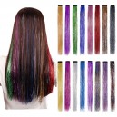 Clip in Hair Tinsel 20 Inch Colorful Glitter Tinsel Hair Extensions