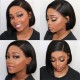 8 inches virgin asymmetry short bob 150% density 13x6 Lace Front Wig LFB12