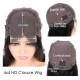 4x4 HD lace closure wig virgin human hair preplucked hairline HDW244