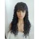 【Clearance】20" jet black deep curl with bang glueless Full Lace Wig--xin