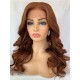 【Clearance】Brown Copper Long Wave Remy Human Hair 5x5 HD Lace Wig---21