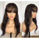 【Clearance】virgin hair 5*5 HD lace wig silk straight with bangs