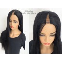 14'' 18'' 150 % Jet black light yaki V-part wig on sale