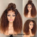 Ombre Brown Kinky Curly 5x5 HD Lace Closure Wig Virgin Human Hair HDW551