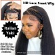 Brazilian Human Hair Italian Yaki HD Wig 150% Density Preplucked HDW114