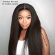 Brazilian Human Hair Italian Yaki HD Wig 150% Density Preplucked HDW114
