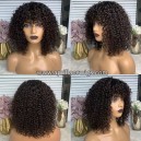 Band curly Virgin human hair NO LACE machine made wig NFW002