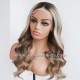 Ash Blonde Highlight Virgin Human Hair Glueless 13x4 lace front wig BW0033