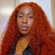 Ginger Orange Virgin Human Hair Curly Glueless 13x6 Lace Front wig BW0034