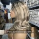 Ash Blonde Highlight Virgin Human Hair Glueless 13x6 lace front wig BW0034