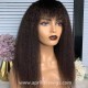 Italian yaki human hair machine made wig no lace with see through bangs BB114