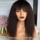 Italian yaki human hair machine made wig no lace with see through bangs BB114