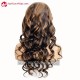 Virgin Human Hair Brown Highlight wavy 13x6 Lace Front wig BW1127