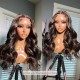 Virgin Human Hair Brown Highlight wavy 13x6 Lace Front wig BW1127