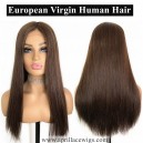 European Virgin Cafe Color 18 inches Silicone Medical Full Lace Wig RT18