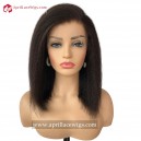 Human Hair Italian Yaki Blunt Cut 13x4 HD lace front wig 150% density HDW334