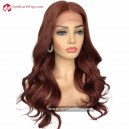 Dark Red Cooper 250% Density Human Hair Loose Wave 5x5 Lace Closure Wig BＷ82