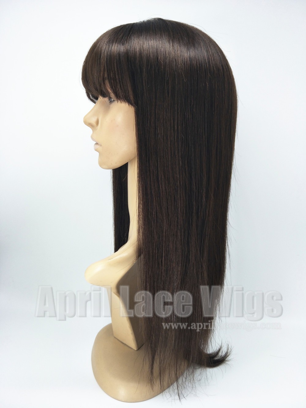 Indian virgin human hair full lace wigs with bangs