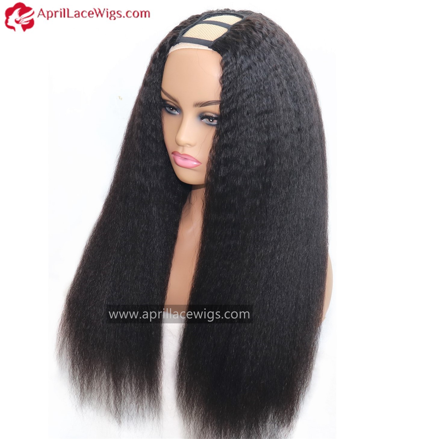 Human Hair Italian yaki U-part wig Kinky Straight