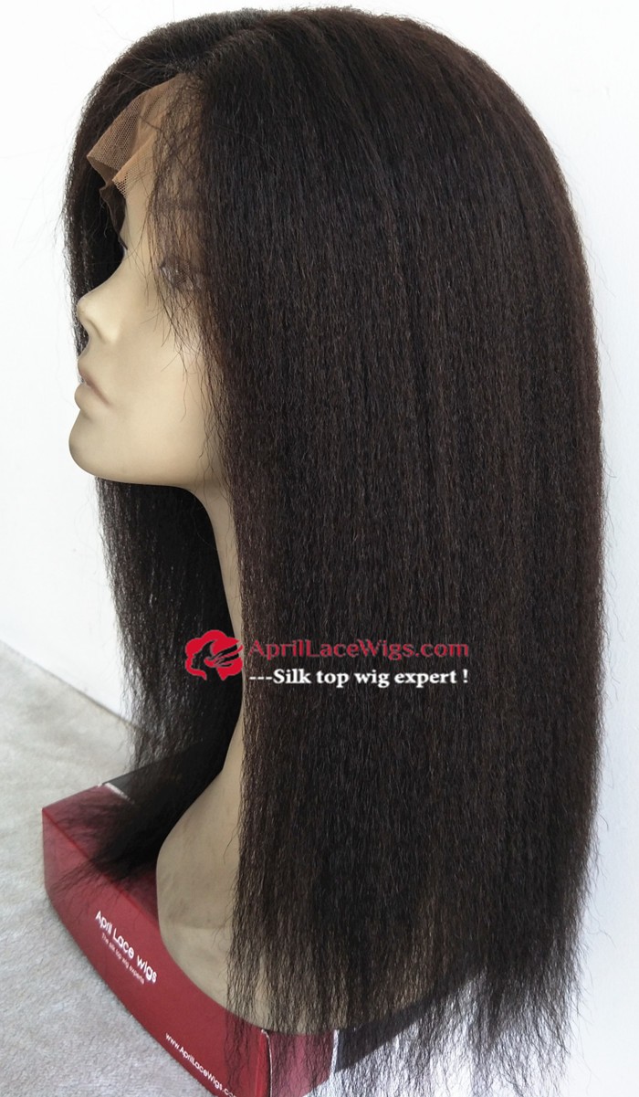 italian yaki lace front wig, lace front silk top wig, mimic African American hair