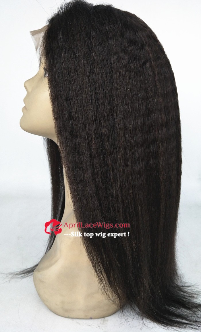 kinky straight lace front wig, silk top lace front wig, mimic african american hair