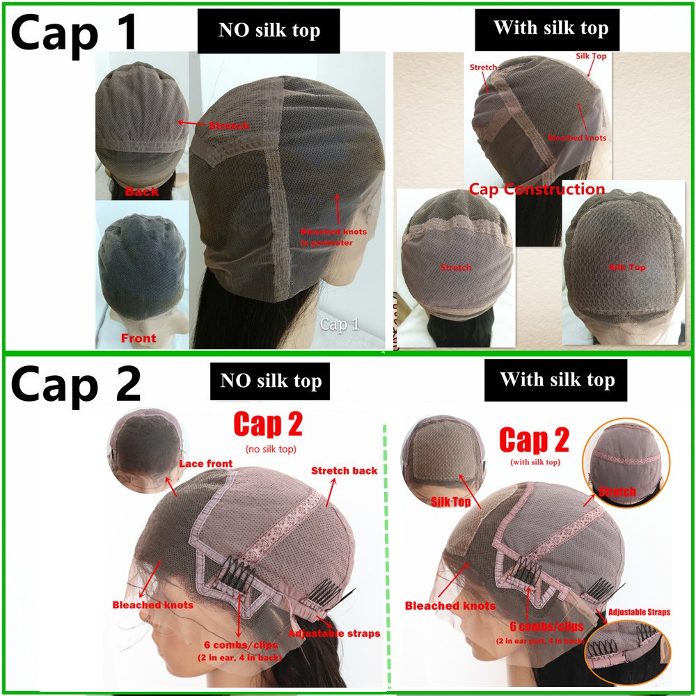 full lace cap construction silk top wigs