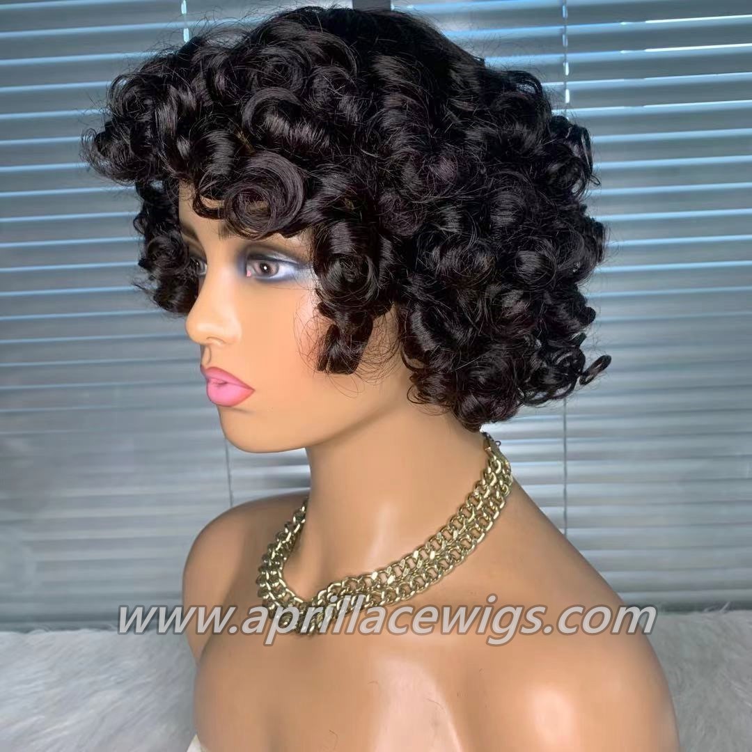 short curly human hair wig