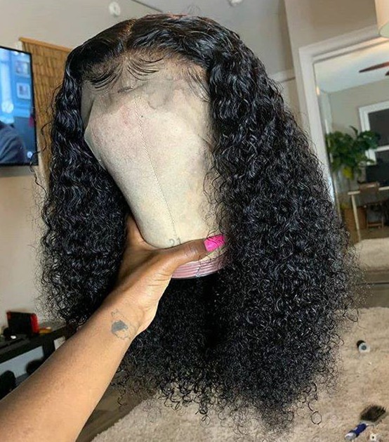  Deep curly 6'' deep parting glueless lace front wig 150% density preplucked hairline 