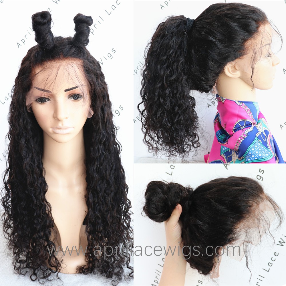 Deep curly 6'' deep parting glueless lace front wig 150% density preplucked hairline