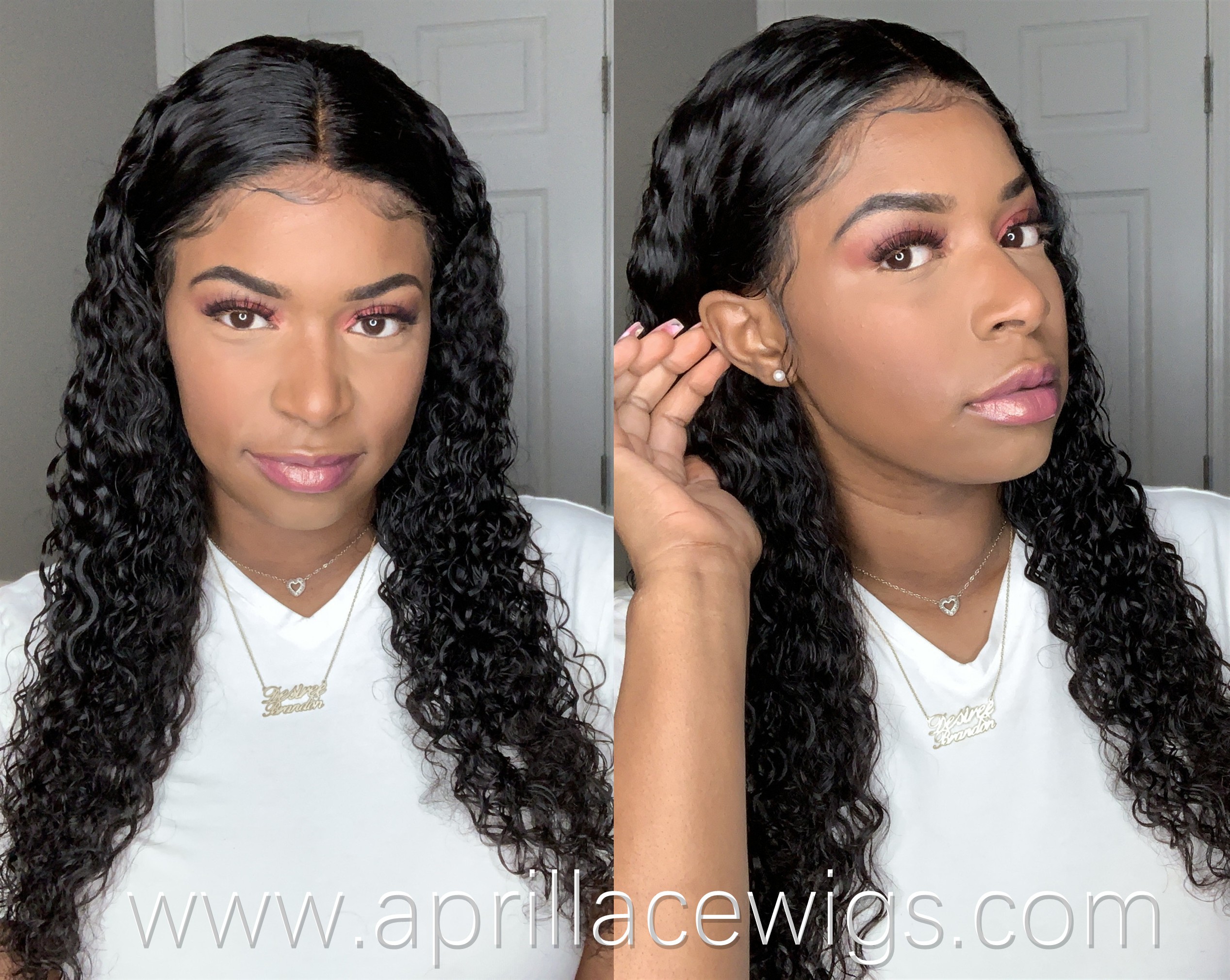deep curly lace front wig large part space preplucked hairline
