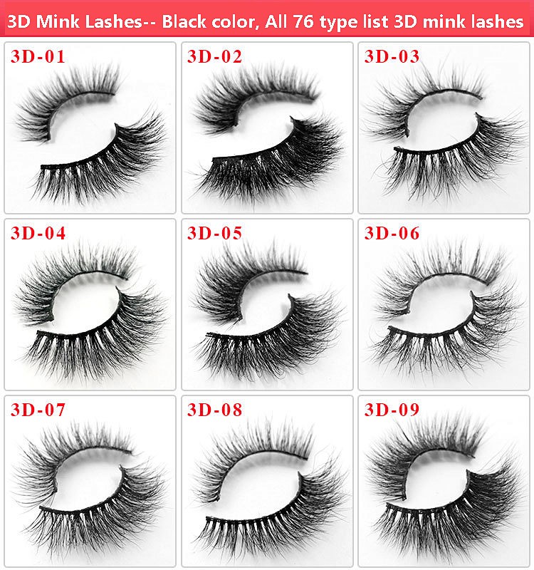 custom box handmade 3D Mink Eyelashes 76 styles