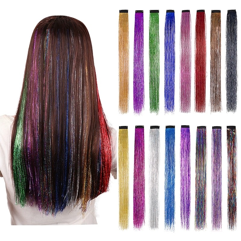 Glitter Tinsel Clip In Hair Extension