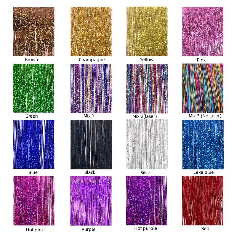 Glitter Tinsel Clip In Hair Extension
