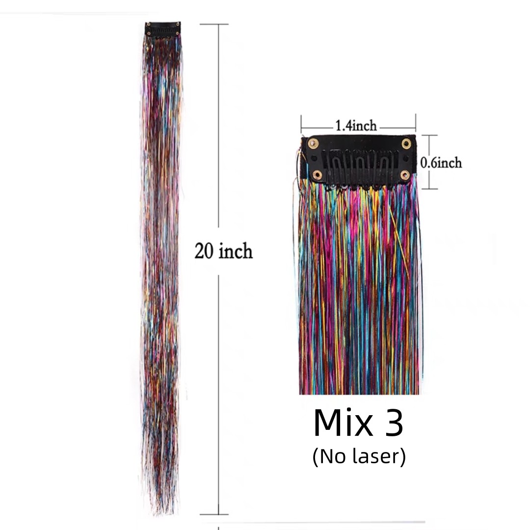 Colorful Glitter Tinsel Clip In Hair Extension