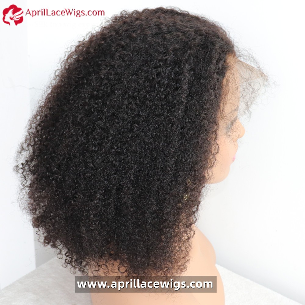 180% density virgin raw human hair 3c curl glueless 360 wig