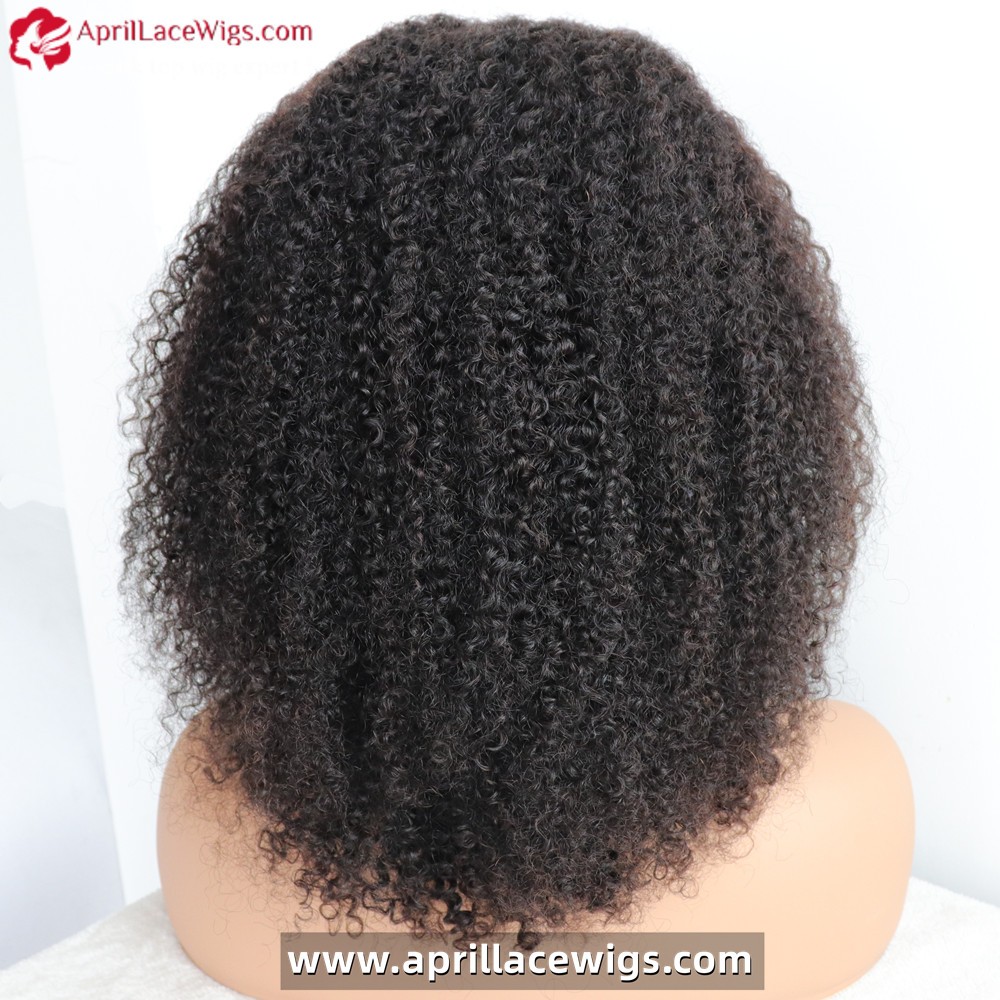 180% density virgin raw human hair 3c curl glueless 360 wig