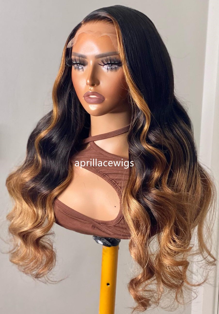 highlight brown lace front wig