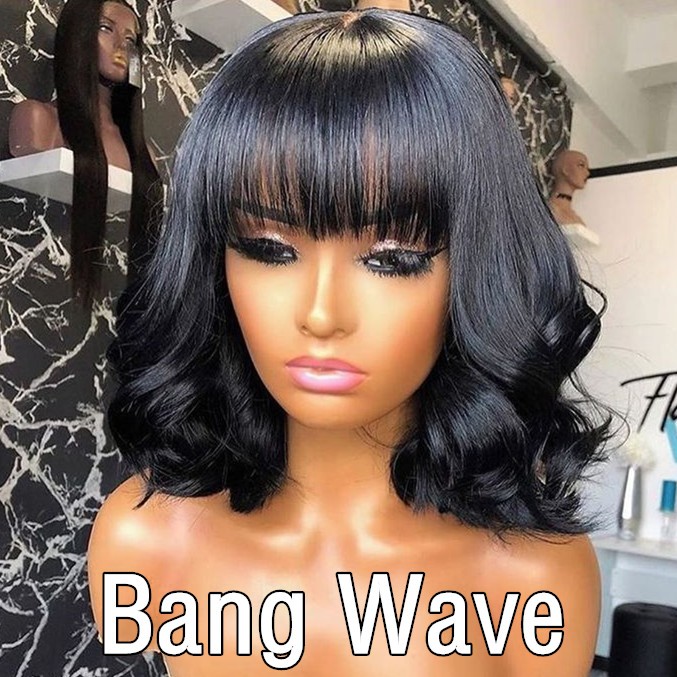 bang wave gluelsess lace wig on sale 