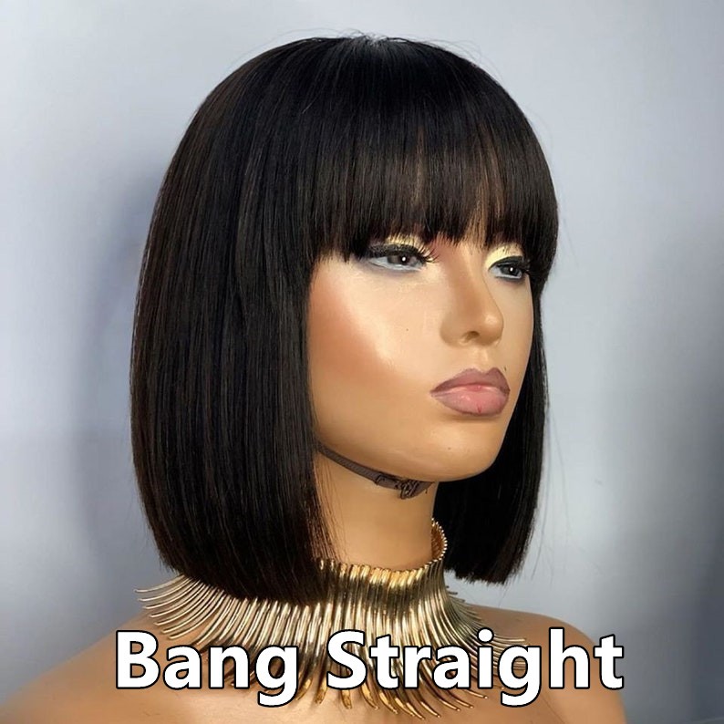bang straight gluelsess lace wig on sale