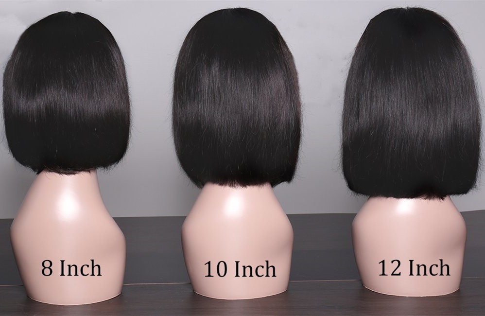 8 inches 150% density Virgin Hair short bob straight 13x6 Lace Front Wig