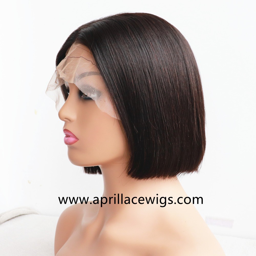8 inches 150% density Virgin Hair short bob straight 13x6 Lace Front Wig
