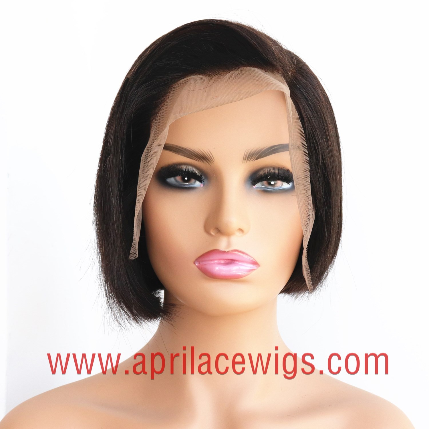 8 inches 150% density virgin asymmetry short bob straight 13x6 Lace Front Wig