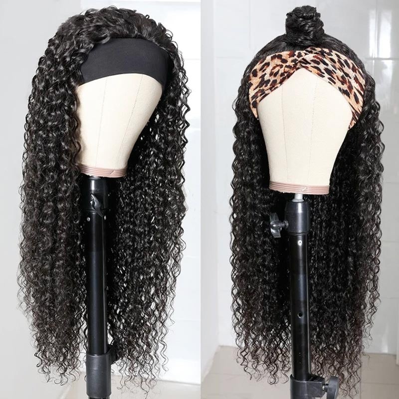 Headband Wigs Kinky Curly Brazilian Virgin Hair Wigs For Women