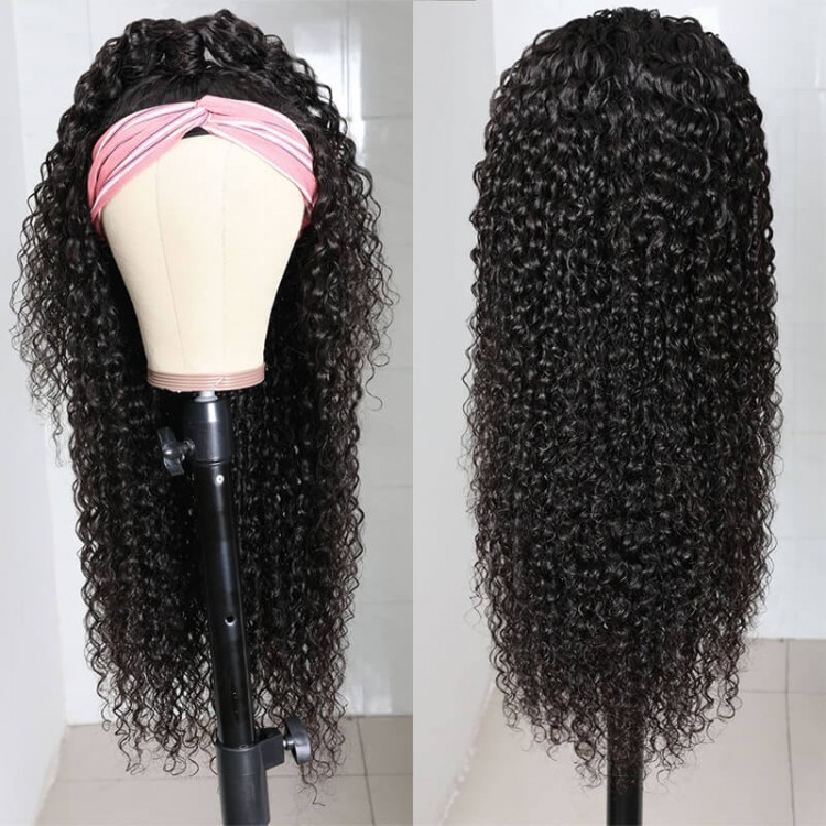 Headband Wigs Kinky Curly Brazilian Virgin Hair Wigs For Women